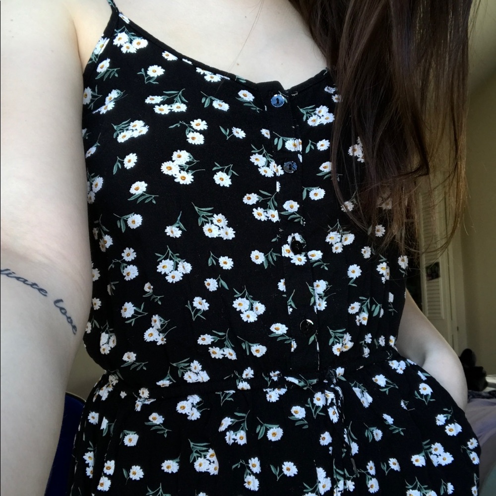Black floral romper
